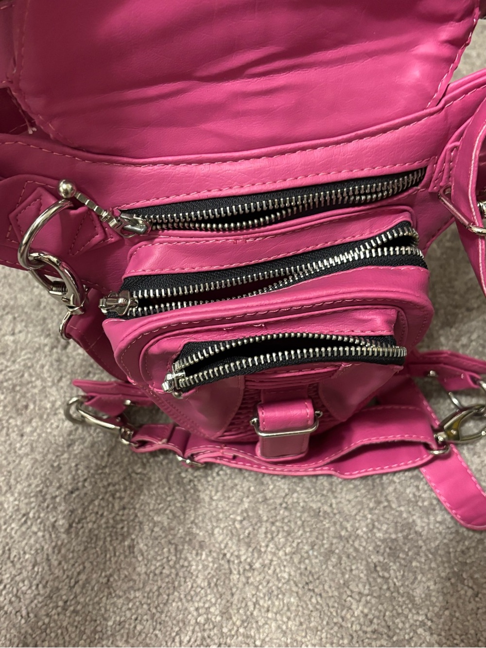 ***HOLD*** Hot Pink Leather Hip Harness Bag - Picture 5 of 8